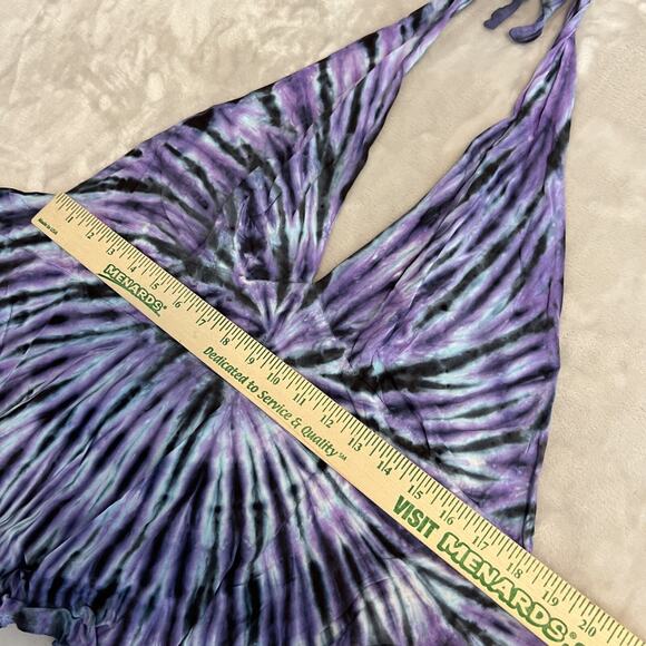 Dharma Top Womens Medium Tie Dye Halter Boho Hippie Festival Y2K Psychedelic - Picture 8 of 10